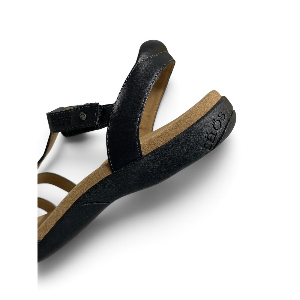 Taos Trophy 2 Black Leather Comfort Sandals Womens 9 NWOB Strappy Walking - Picture 10 of 16
